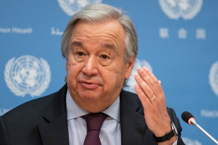 United Nations Secretary-General Guterres speaks during a news conference at U.N. headquarters in New York City, New York