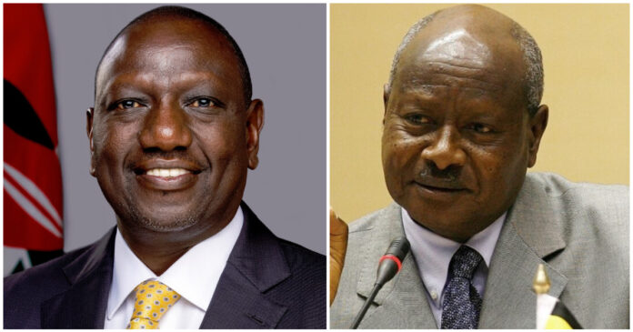 William Ruto(left), President of Kenya and Yoweri Museveni (right), President of Uganda.